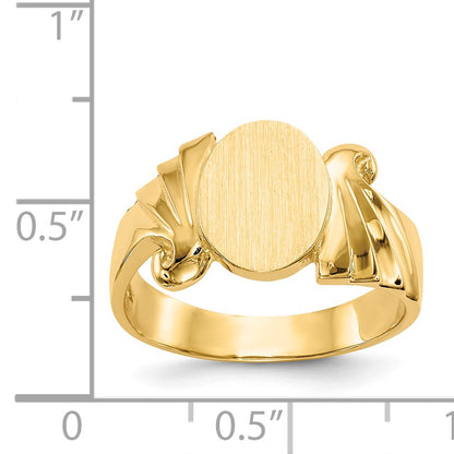 14k 8.5x10.0mm Oval Open Back Signet Ring