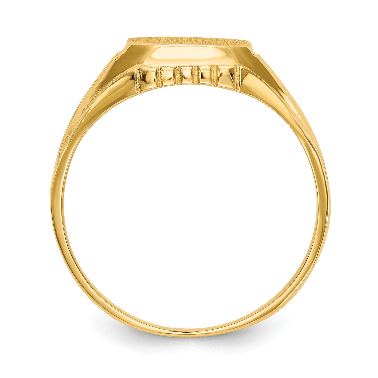 14k 9.0x9.0mm Octagon Open Back Floral Signet Ring