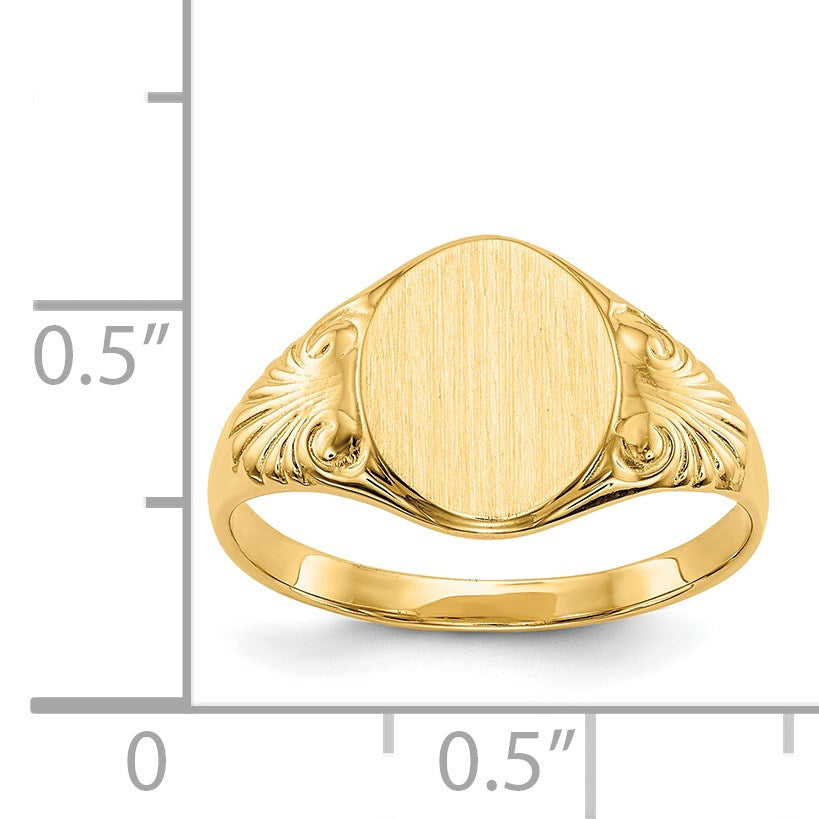 14k 7.5x10.0mm Oval Closed Back Signet Ring