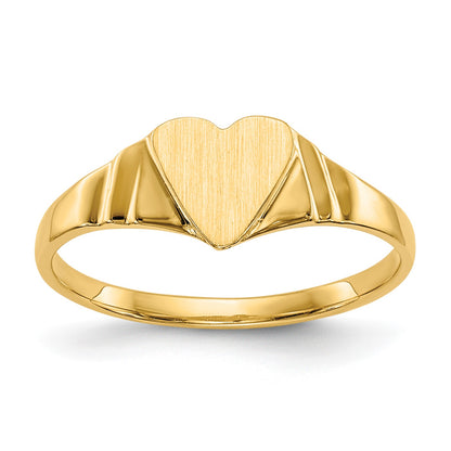 14k 5.5x5.25mm Closed Back Size 3 Childs Heart Signet Ring