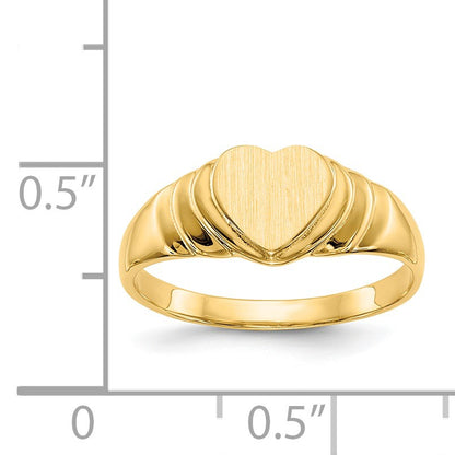 14k 6.75x6.75mm Closed Back Size 4.75 Childs Heart Signet Ring