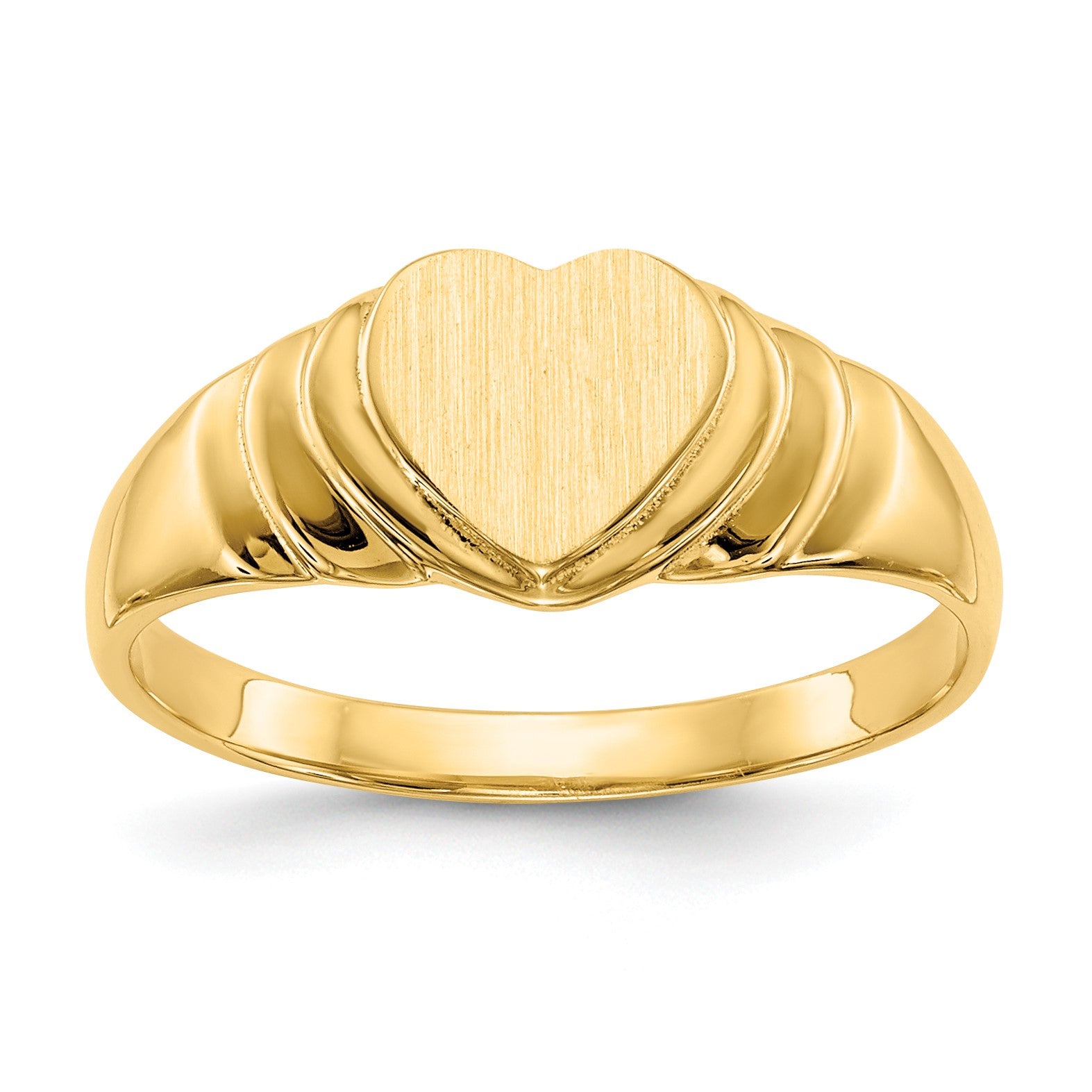 14k 6.75x6.75mm Closed Back Size 4.75 Childs Heart Signet Ring