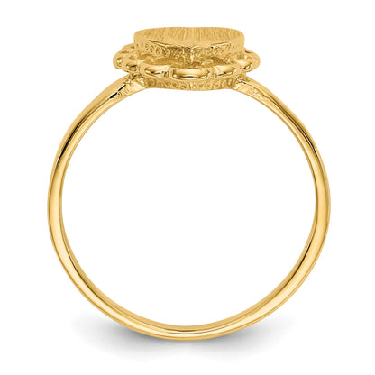 14k 7.0x6.5mm Open Back Scalloped Edge Heart Signet Ring