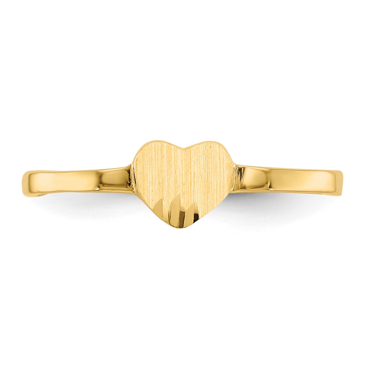 14k Diamond-cut 5.0x4.75mm Closed Back Size 4 Childs Heart Signet Ring