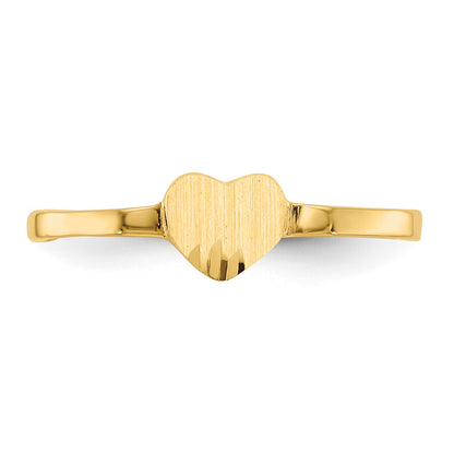 14k Diamond-cut 5.0x4.75mm Closed Back Size 4 Childs Heart Signet Ring
