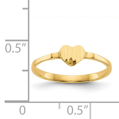 14k Diamond-cut 5.0x4.75mm Closed Back Size 4 Childs Heart Signet Ring