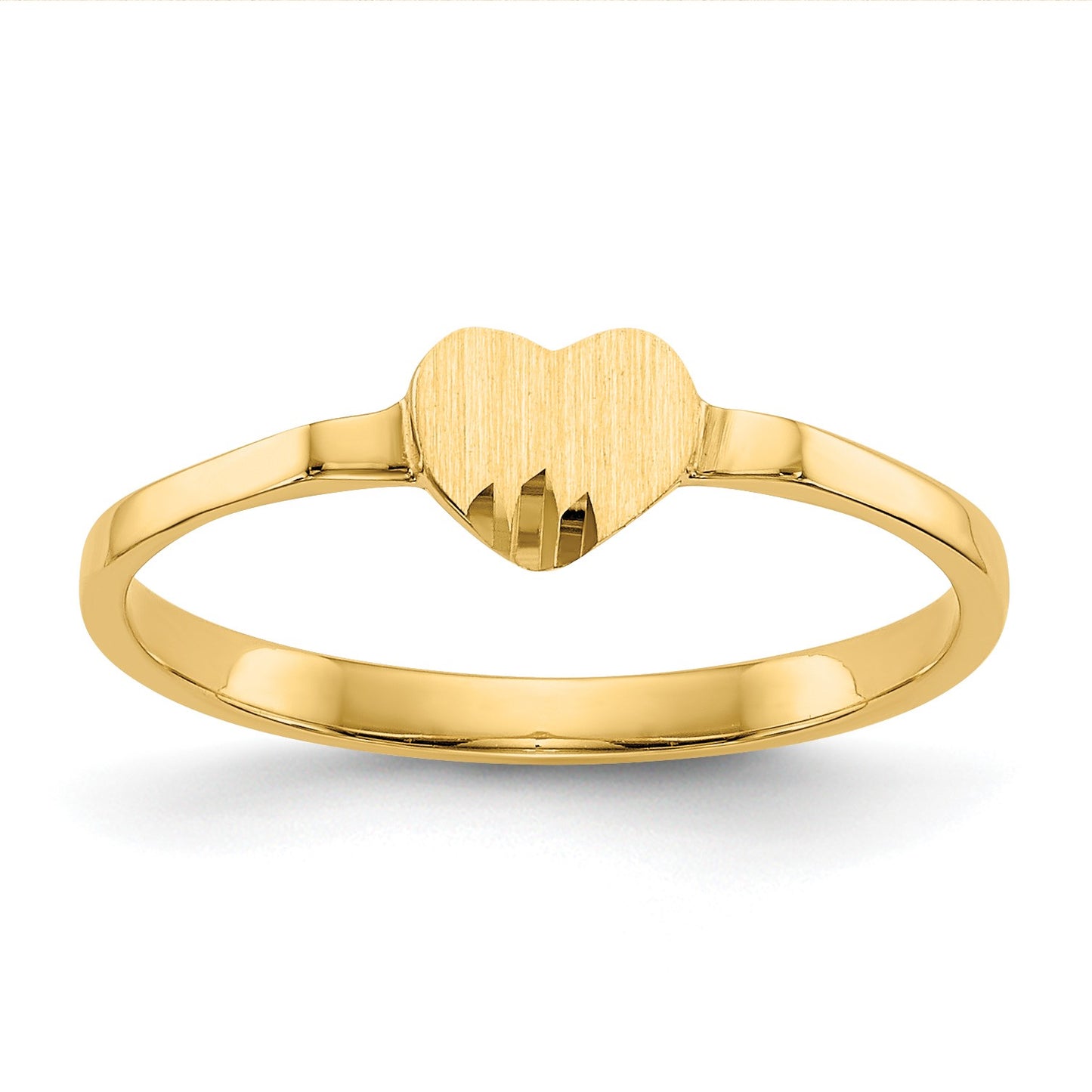 14k Diamond-cut 5.0x4.75mm Closed Back Size 4 Childs Heart Signet Ring