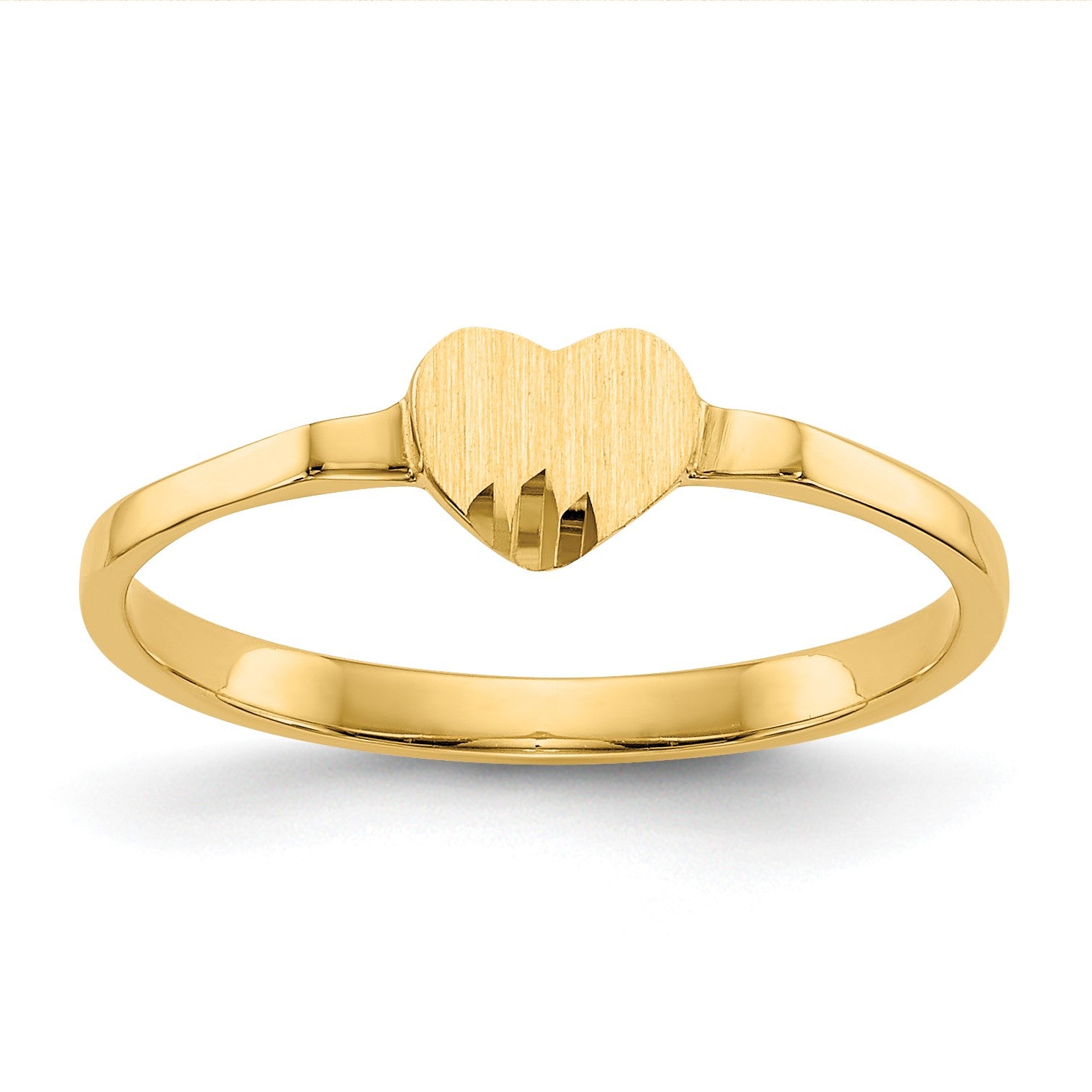 14k Diamond-cut 5.0x4.75mm Closed Back Size 4 Childs Heart Signet Ring