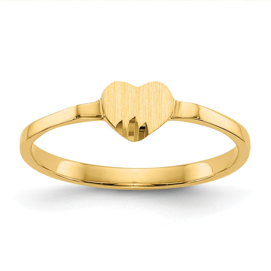 14k Diamond-cut 5.0x4.75mm Closed Back Size 4 Childs Heart Signet Ring