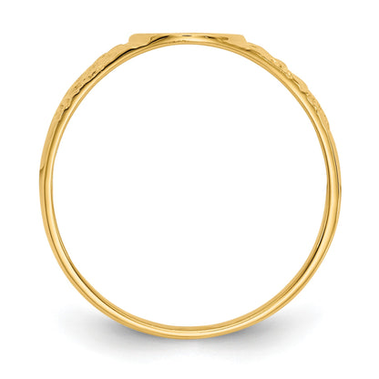 14k 7.0x8.0mm Oval Closed Back Signet Ring