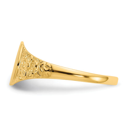 14k 7.0x8.0mm Oval Closed Back Signet Ring