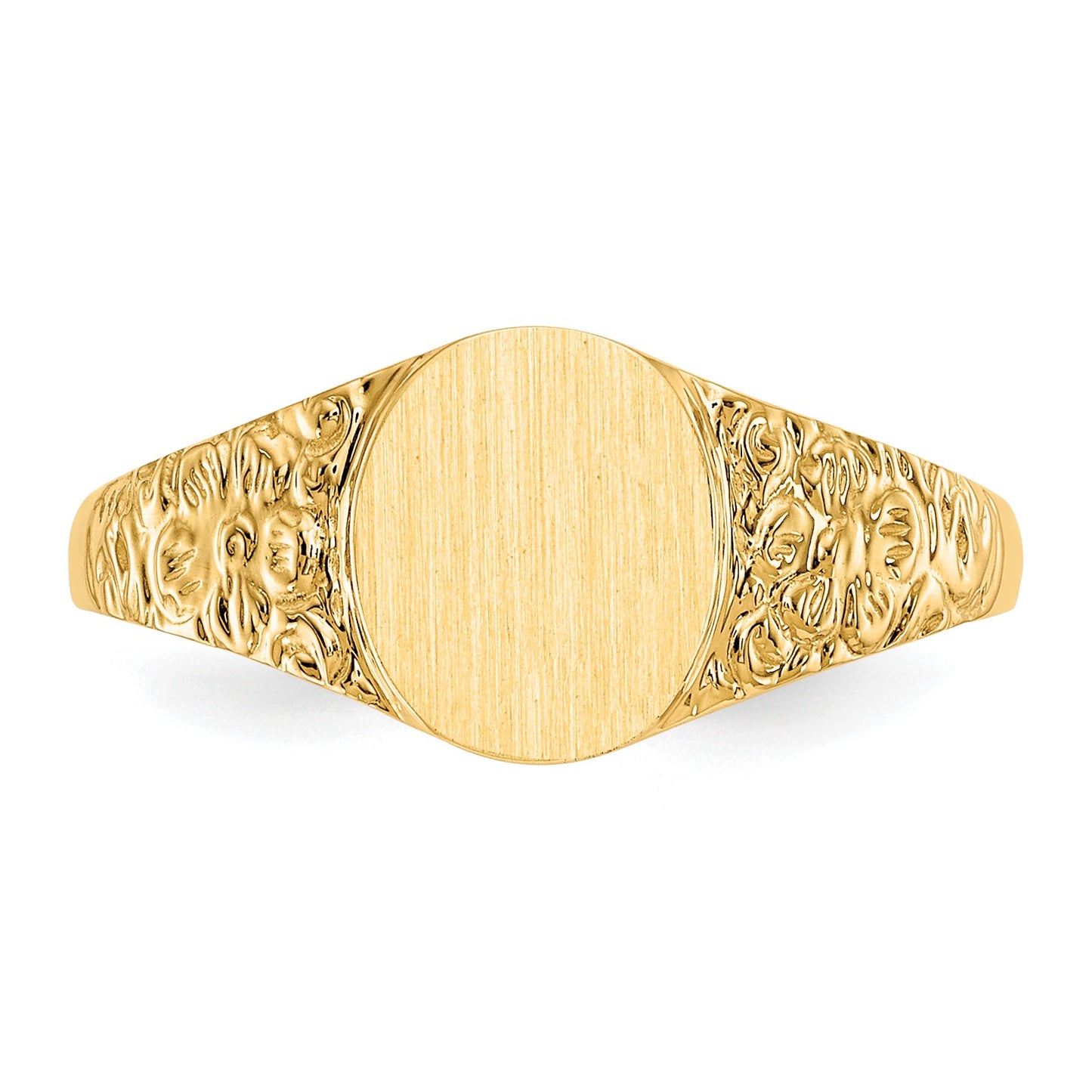 14k 7.0x8.0mm Oval Closed Back Signet Ring