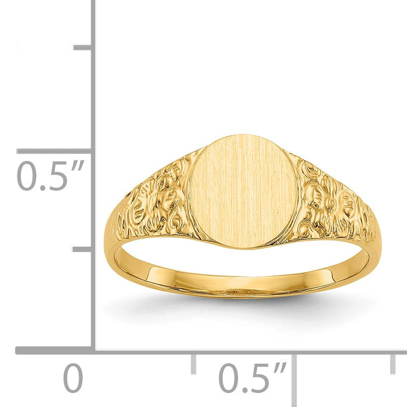 14k 7.0x8.0mm Oval Closed Back Signet Ring