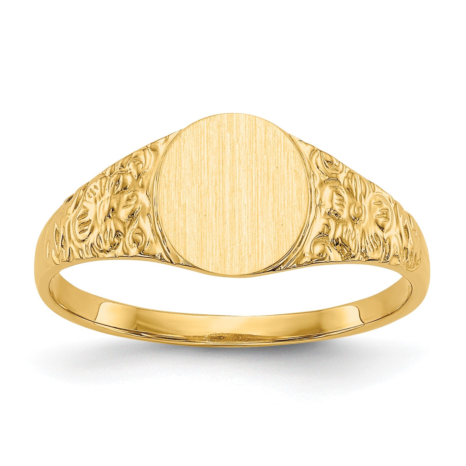 14k 7.0x8.0mm Oval Closed Back Signet Ring