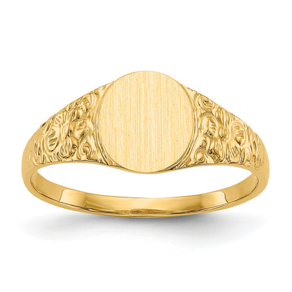 14k 7.0x8.0mm Oval Closed Back Signet Ring