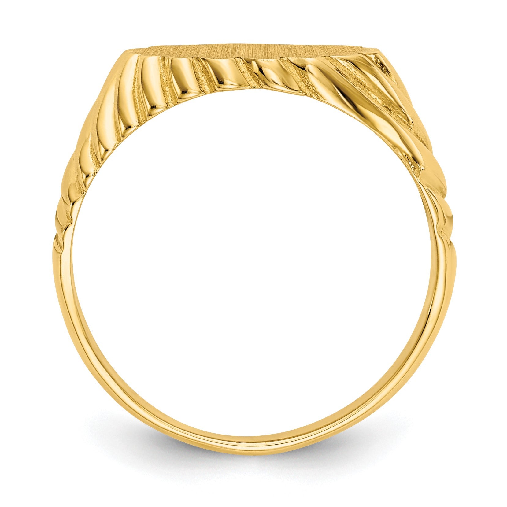 14k 10.0x7.5mm Oval Open Back Scalloped Edge Signet Ring