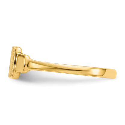 14k Diamond-cut Satin 7.25x4.5mm Closed Back Size 3 Childs Rectangular Signet Ring