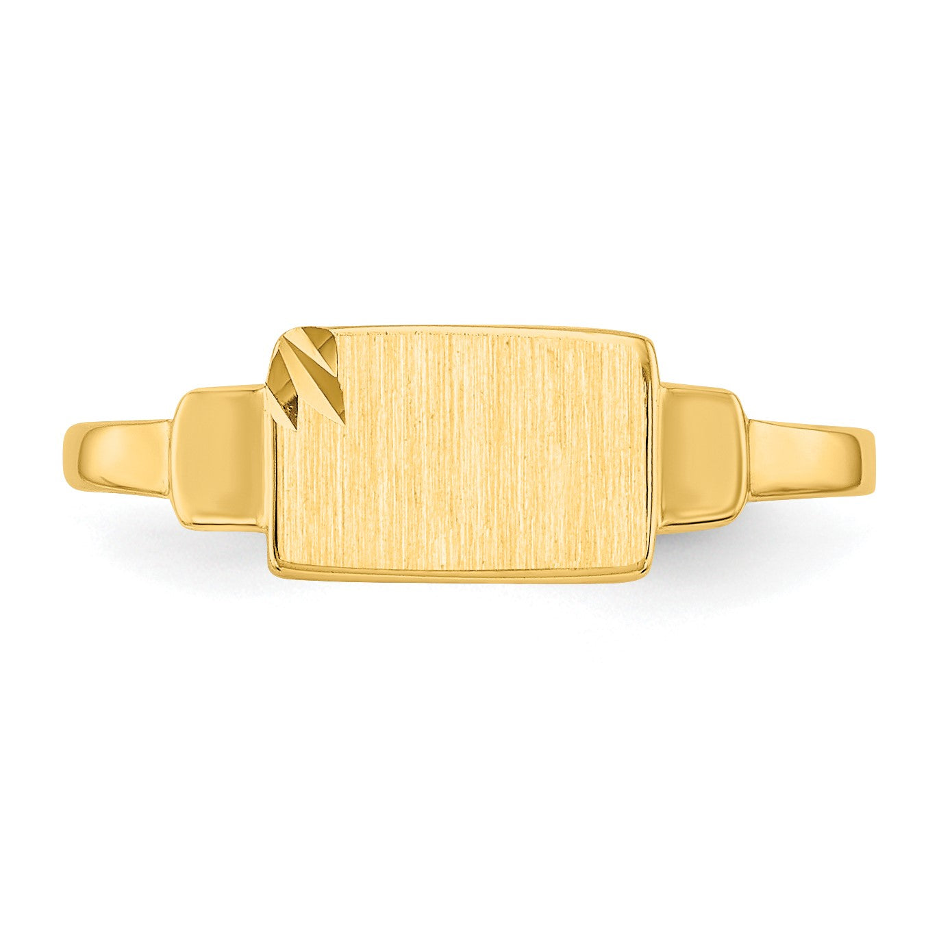 14k Diamond-cut Satin 7.25x4.5mm Closed Back Size 3 Childs Rectangular Signet Ring