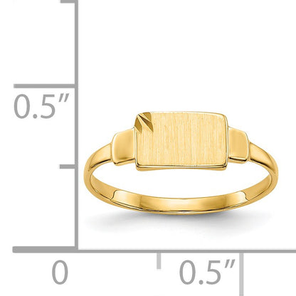 14k Diamond-cut Satin 7.25x4.5mm Closed Back Size 3 Childs Rectangular Signet Ring