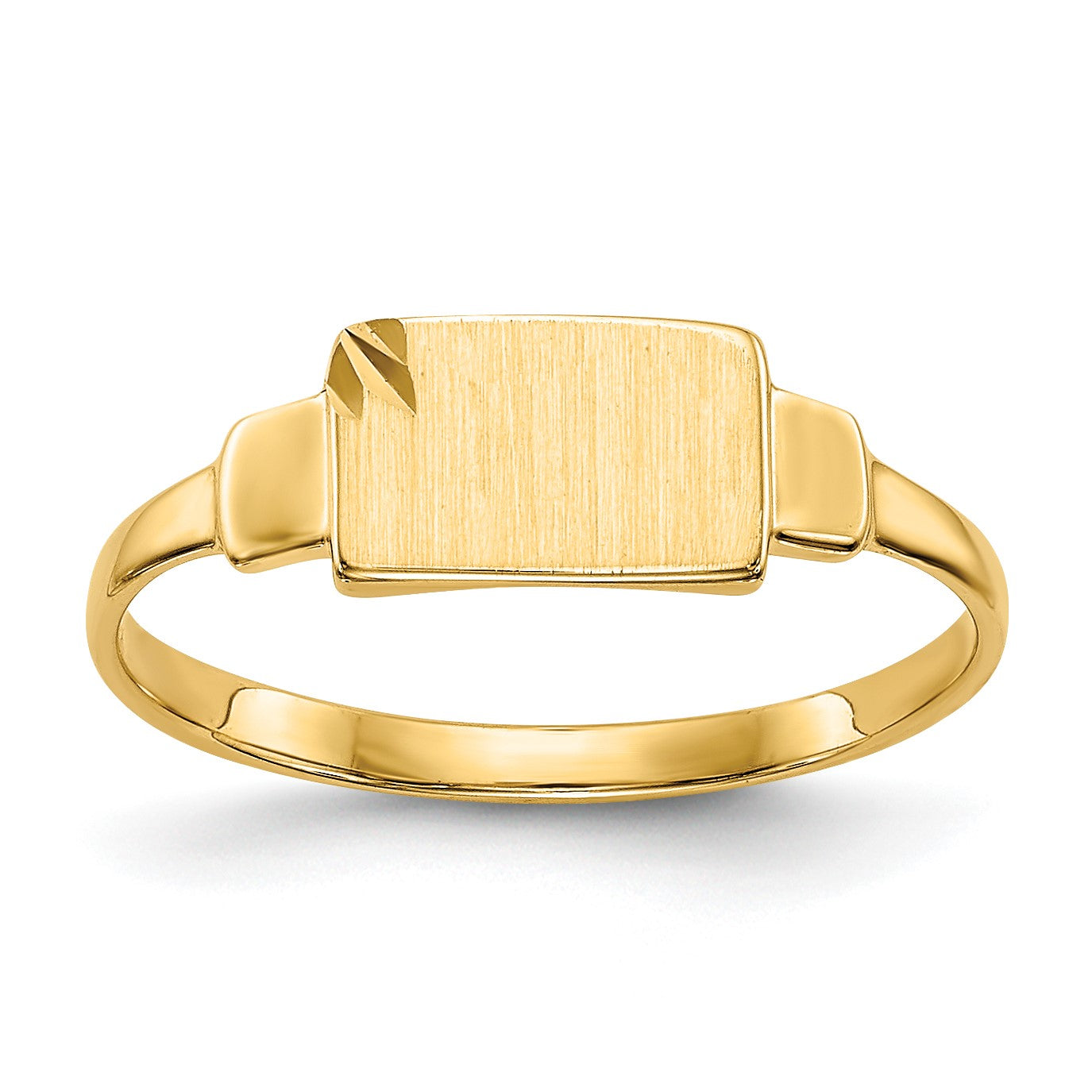 14k Diamond-cut Satin 7.25x4.5mm Closed Back Size 3 Childs Rectangular Signet Ring