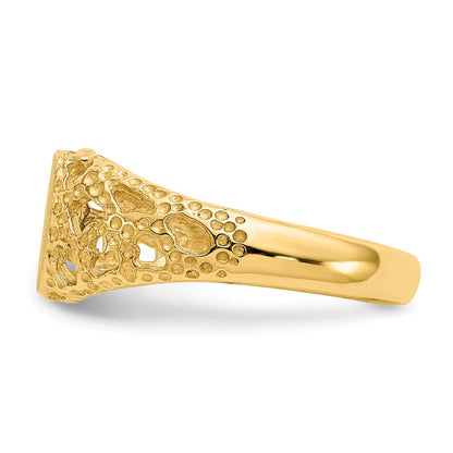 14k 5.5x6.5mm Open Back Size 3 Childs Oval Filigree Signet Ring
