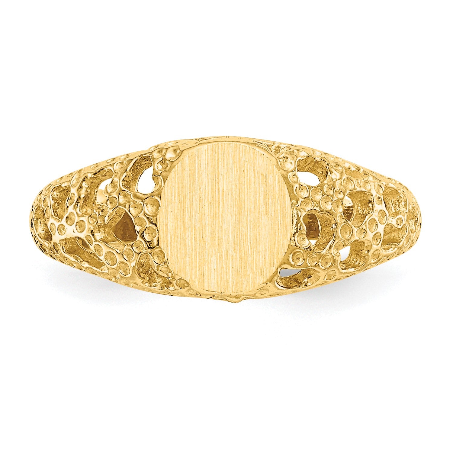 14k 5.5x6.5mm Open Back Size 3 Childs Oval Filigree Signet Ring
