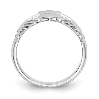 14k White Gold Polished Claddagh Ring