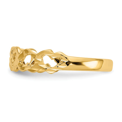 14k Diamond-cut Hearts Ring