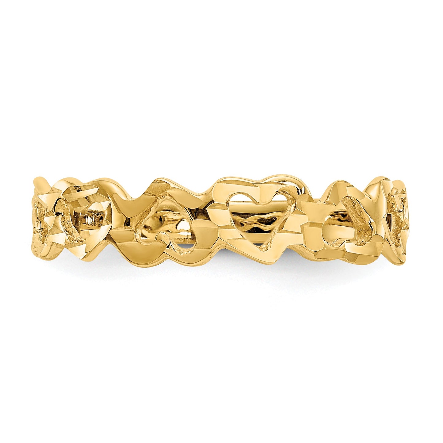 14k Diamond-cut Hearts Ring
