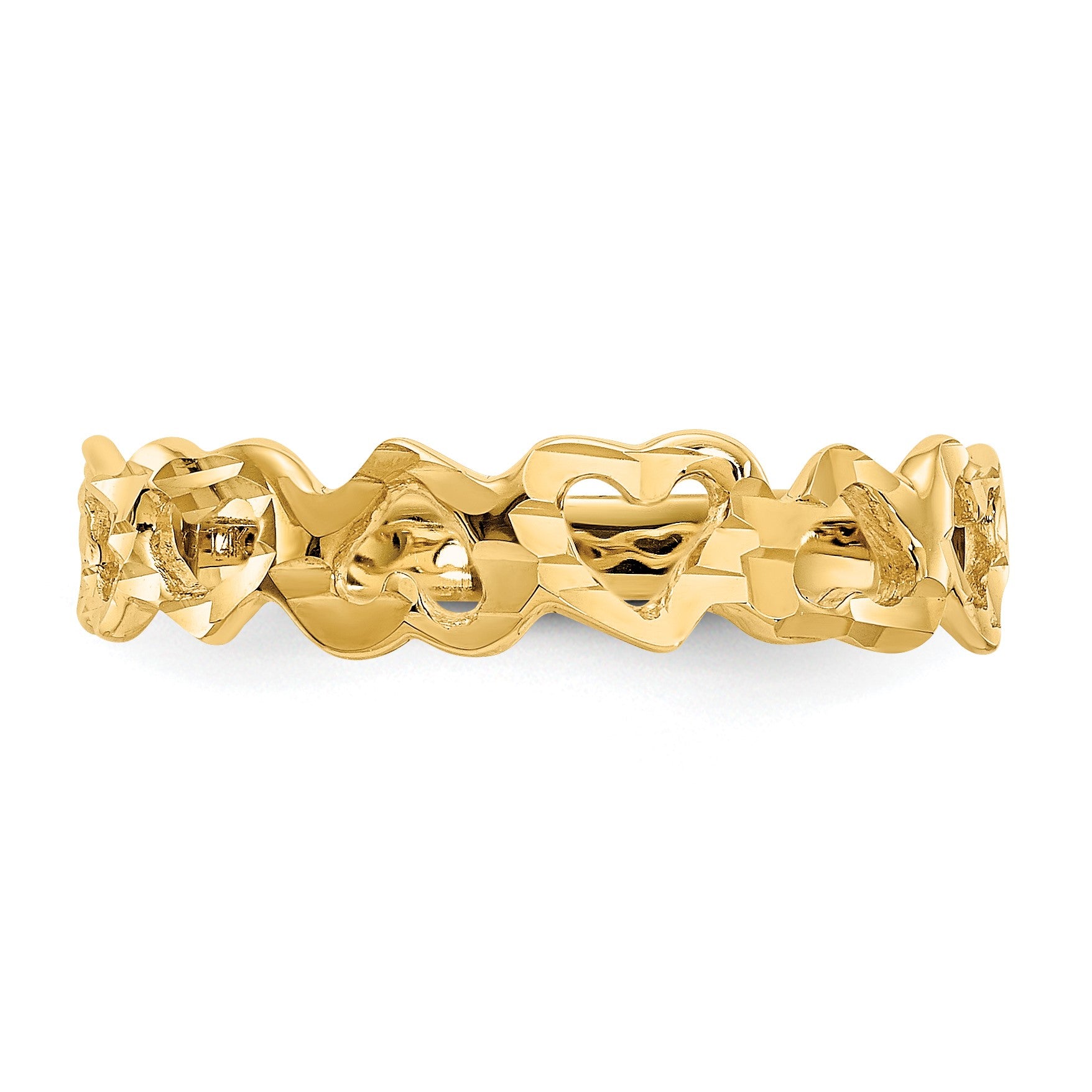 14k Diamond-cut Hearts Ring