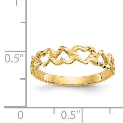 14k Diamond-cut Hearts Ring