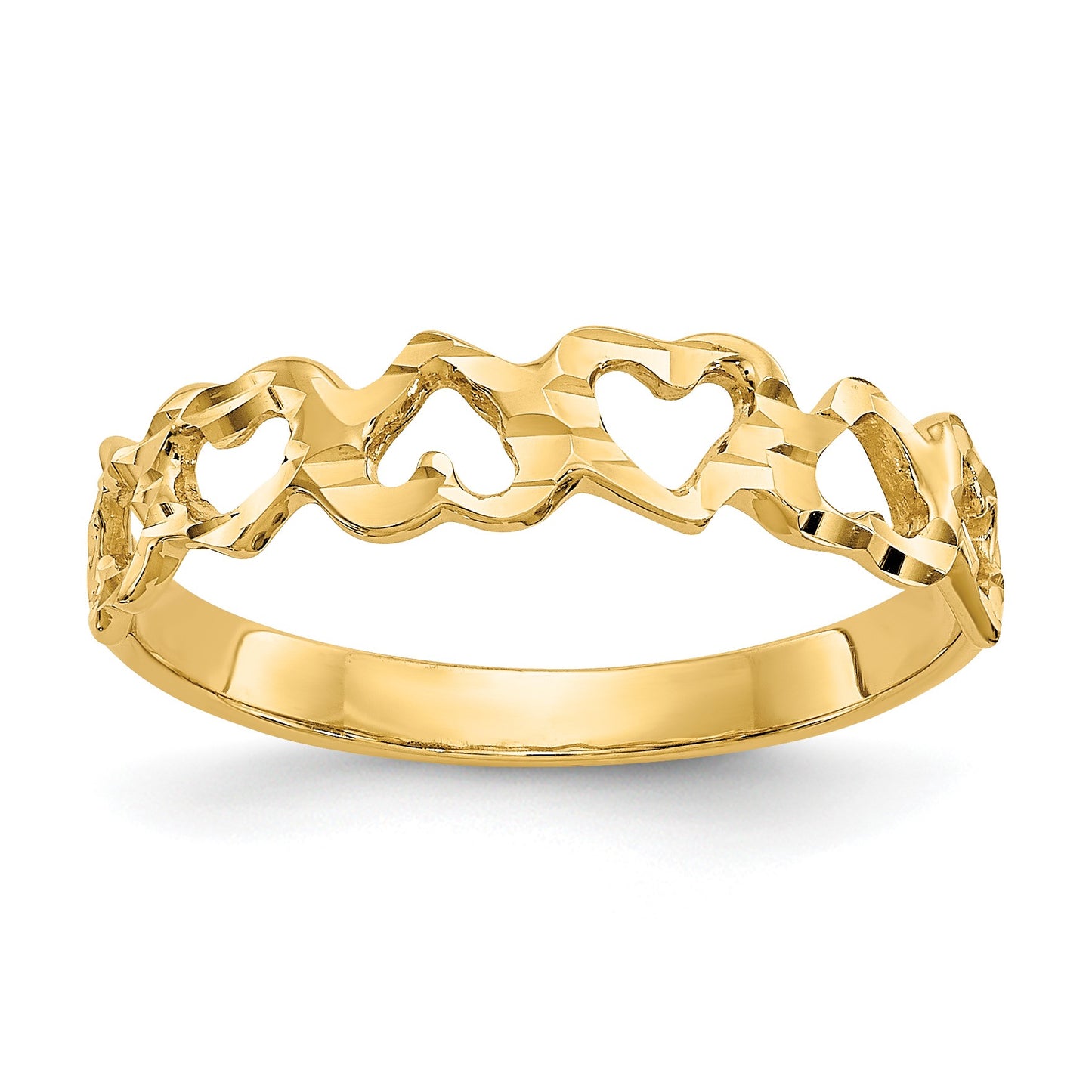 14k Diamond-cut Hearts Ring