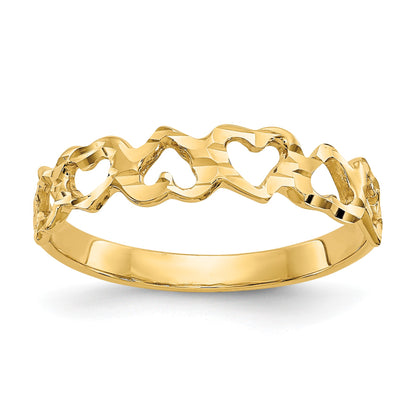 14k Diamond-cut Hearts Ring