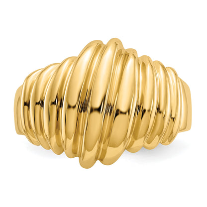14k Polished Scalloped Dome Ring