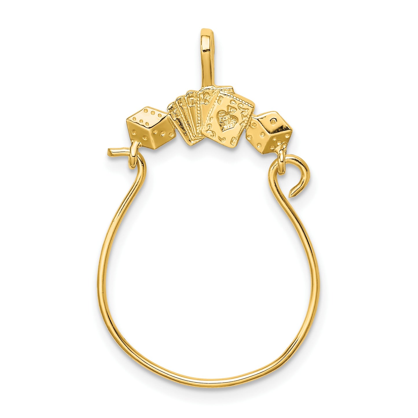 14K Cards and Dice Charm Holder Pendant