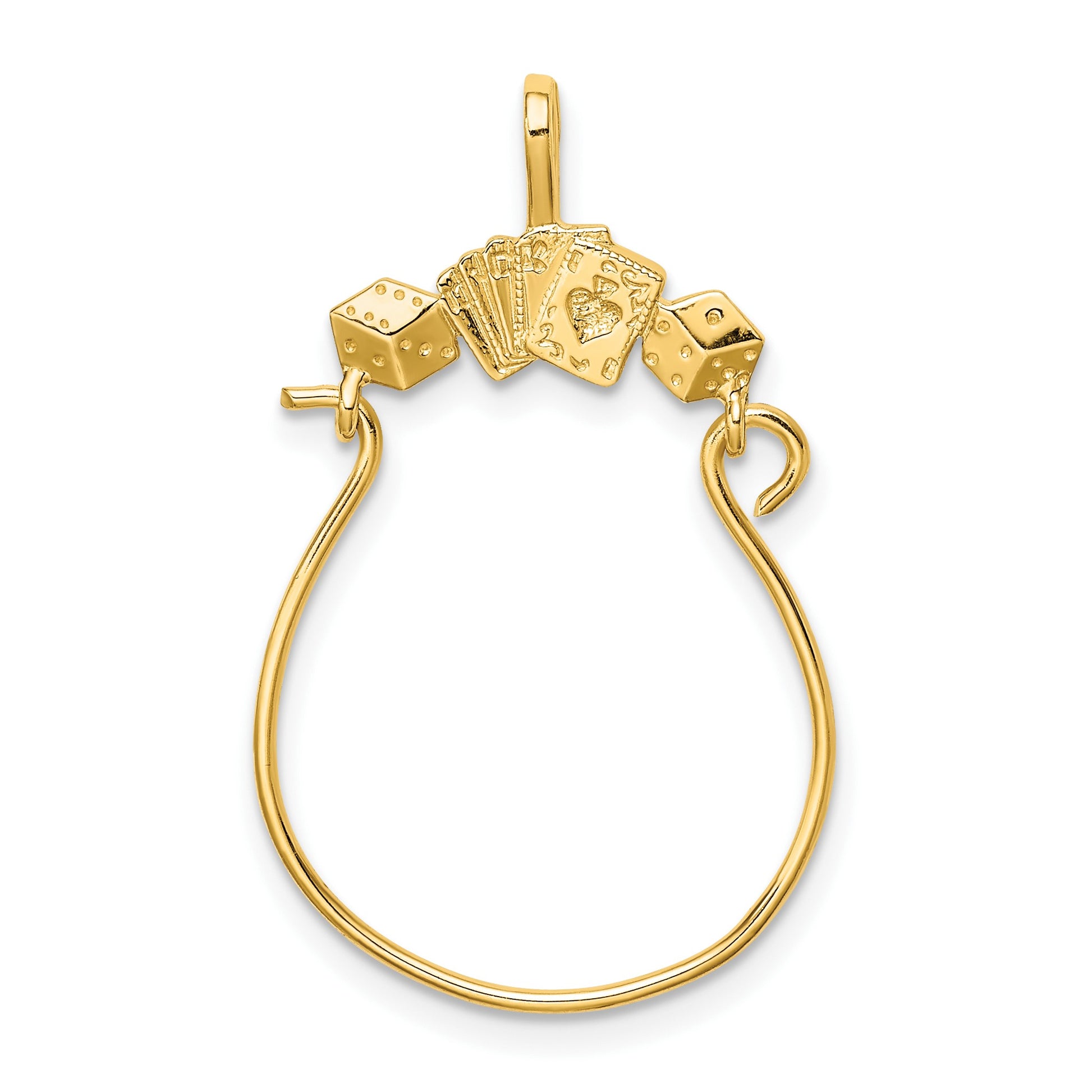 14K Cards and Dice Charm Holder Pendant