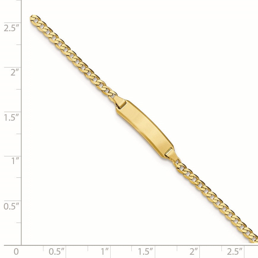 14k Polished Solid Chain/Solid Plate Curb Link 20x4.8mm Plate 7 inch ID Bracelet