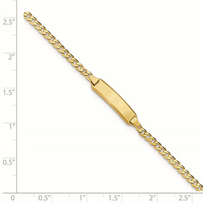 14k Polished Solid Chain/Solid Plate Curb Link 20x4.8mm Plate 7 inch ID Bracelet