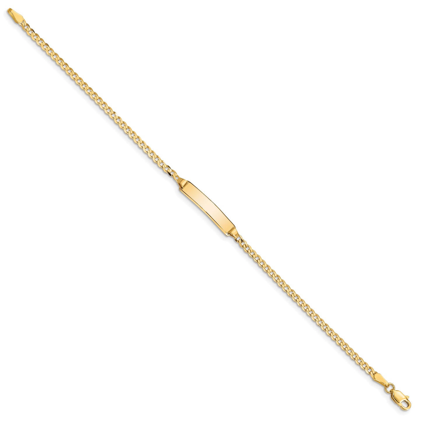 14k Polished Solid Chain/Solid Plate Curb Link 20x4.8mm Plate 6 inch Baby/Child ID Bracelet