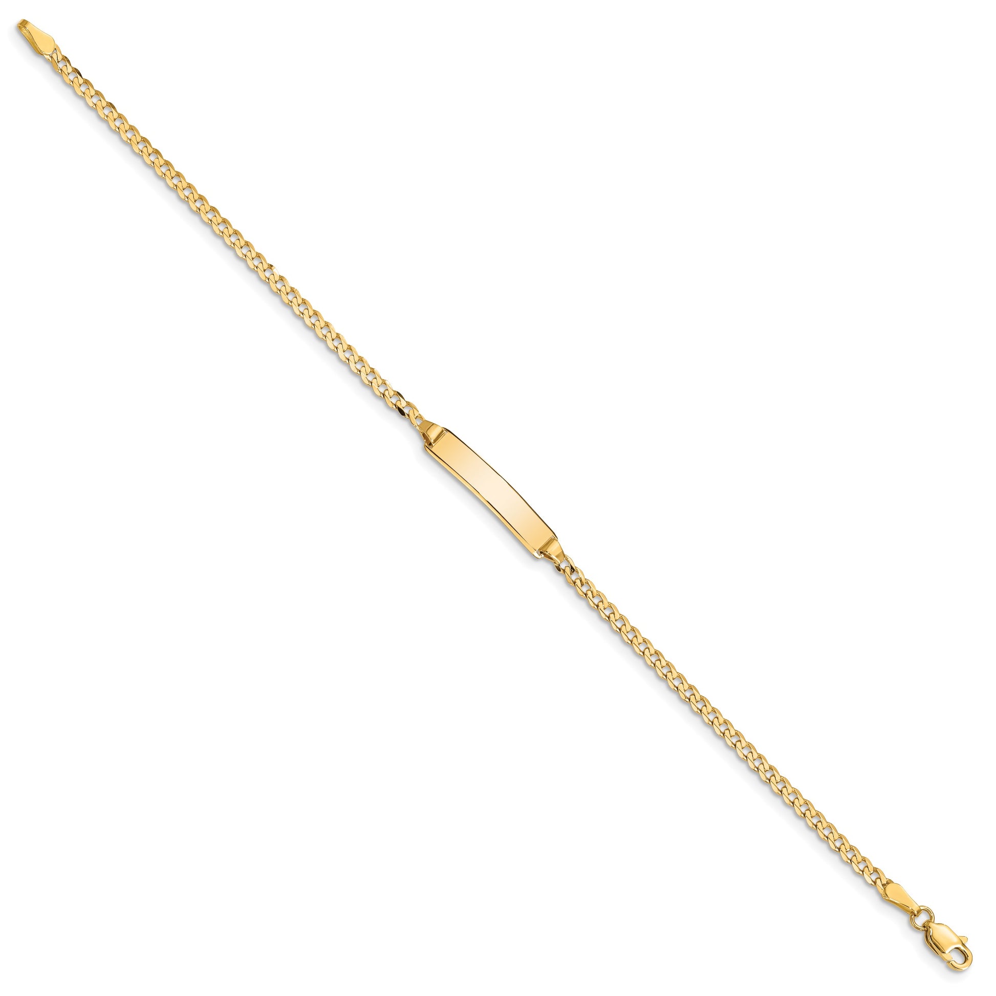14k Polished Solid Chain/Solid Plate Curb Link 20x4.8mm Plate 6 inch Baby/Child ID Bracelet