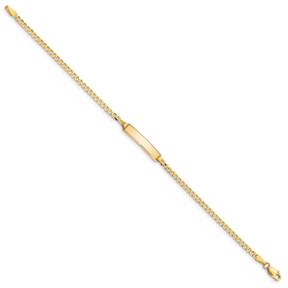 14k Polished Solid Chain/Solid Plate Curb Link 20x4.8mm Plate 6 inch Baby/Child ID Bracelet