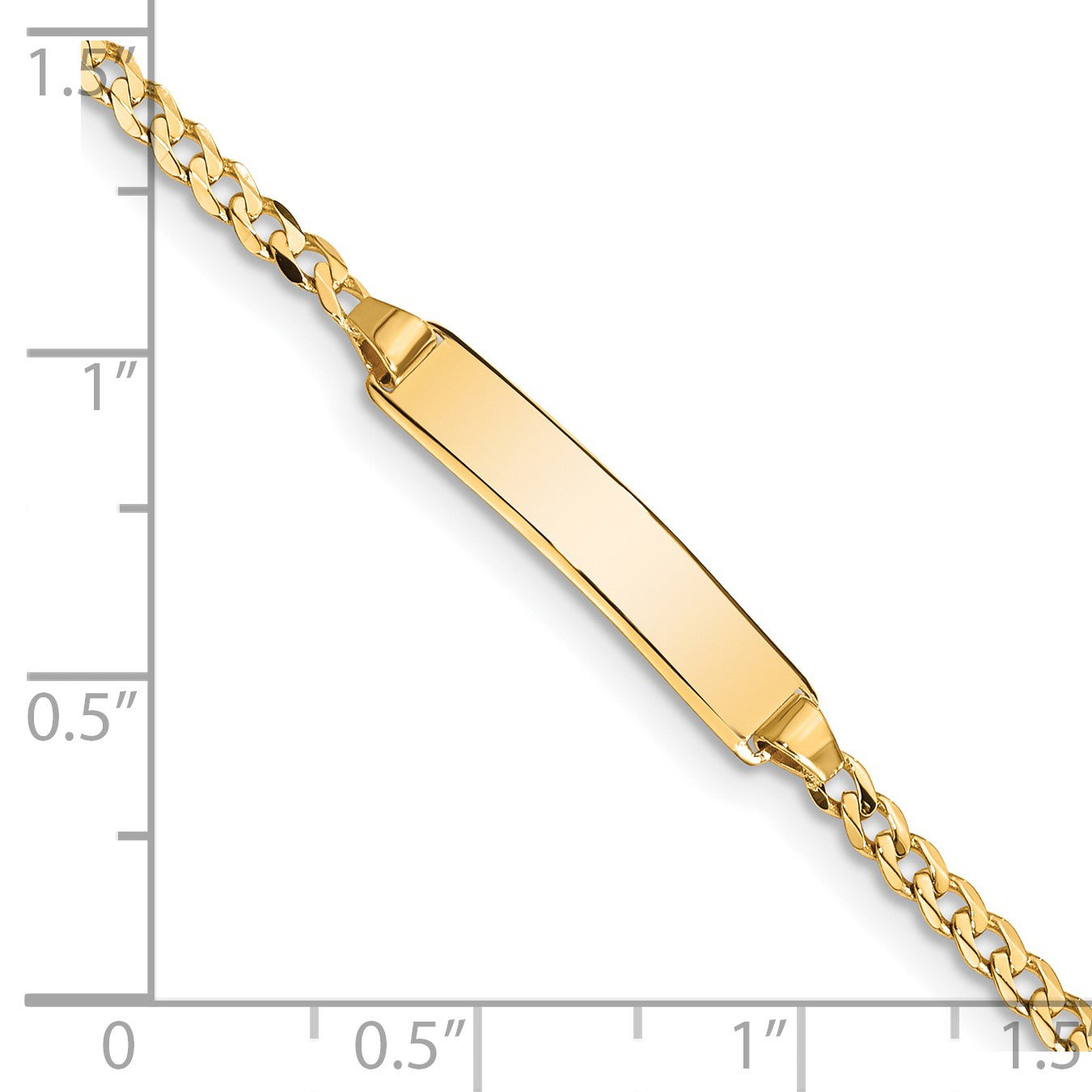 14k Polished Solid Chain/Solid Plate Curb Link 20x4.8mm Plate 6 inch Baby/Child ID Bracelet