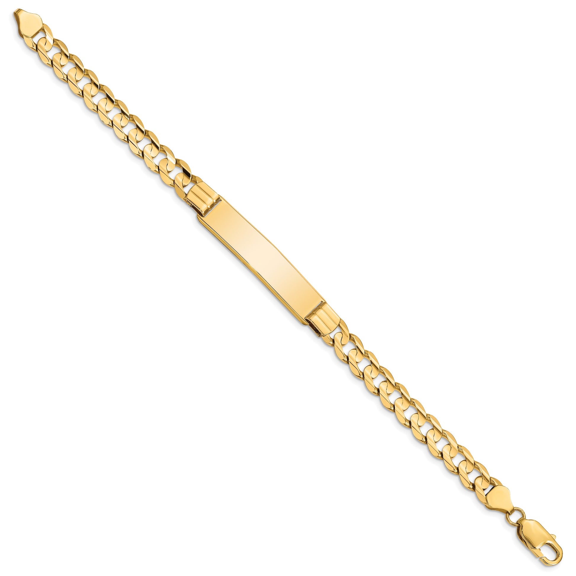 14k Polished Solid Chain/Solid Plate Curb Link 37x8mm Plate 8 inch ID Bracelet
