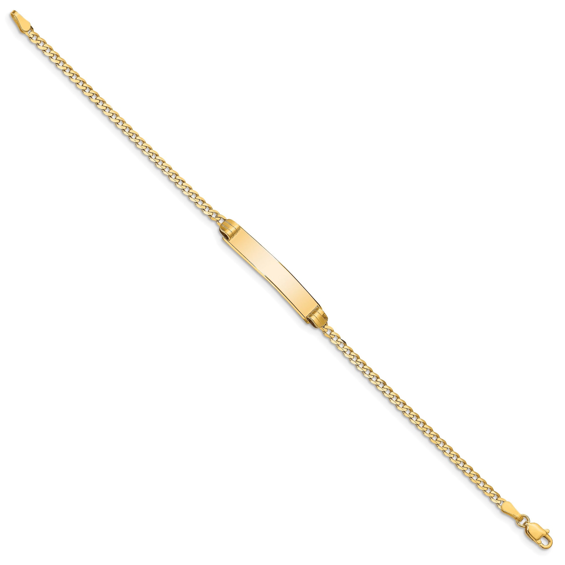 14k Polished Solid Chain/Solid Plate Curb Link 25x5mm Plate 7 inch ID Bracelet