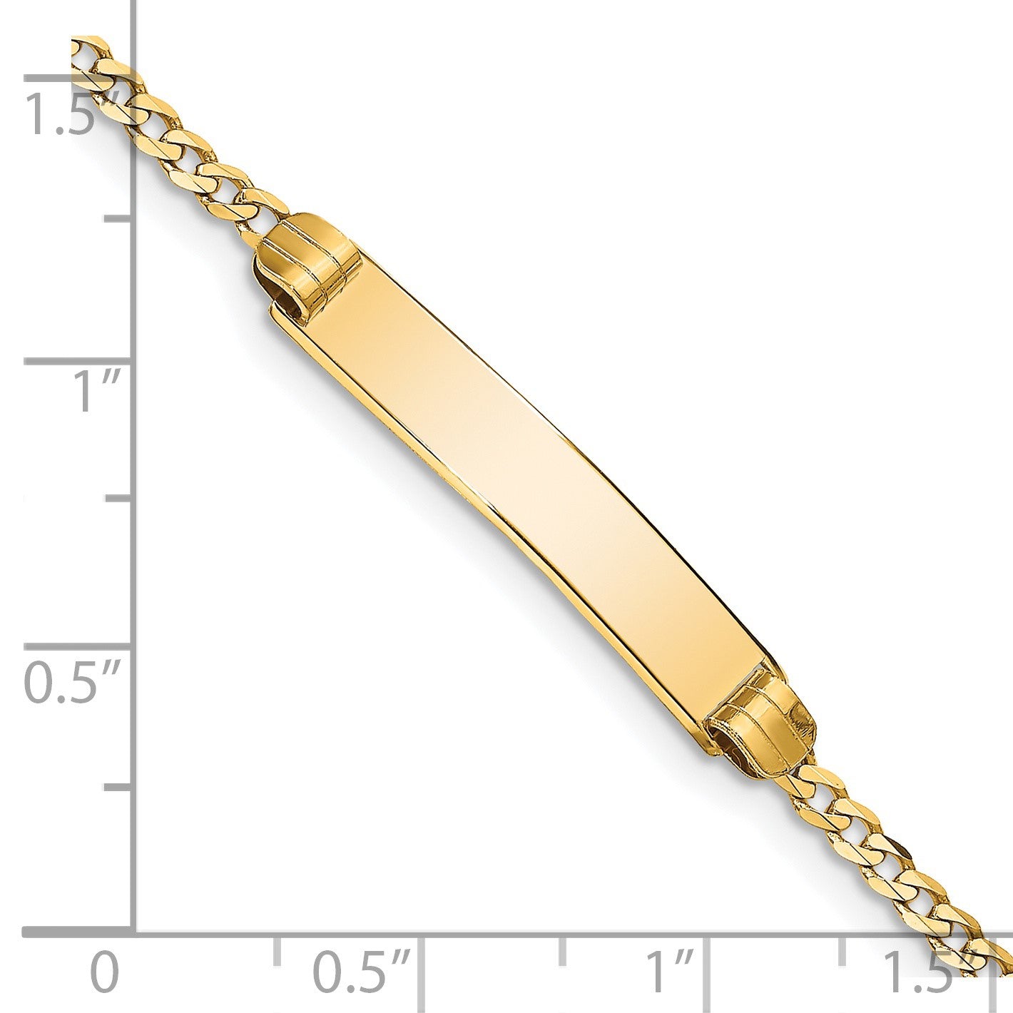 14k Polished Solid Chain/Solid Plate Curb Link 25x5mm Plate 7 inch ID Bracelet