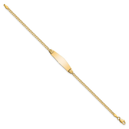 14k Polished Solid Chain/Solid Plate Curb Link Soft Diamond Shape 24.5x7.8mm Plate 7 inch ID Bracelet