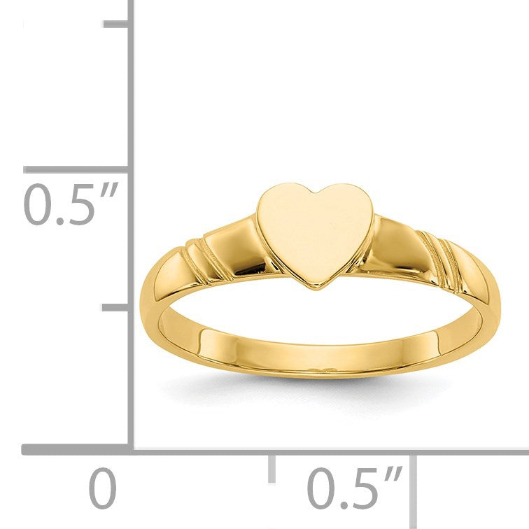 14k 5.0x5.0mm Closed Back Size 3 Childs Heart Signet Ring