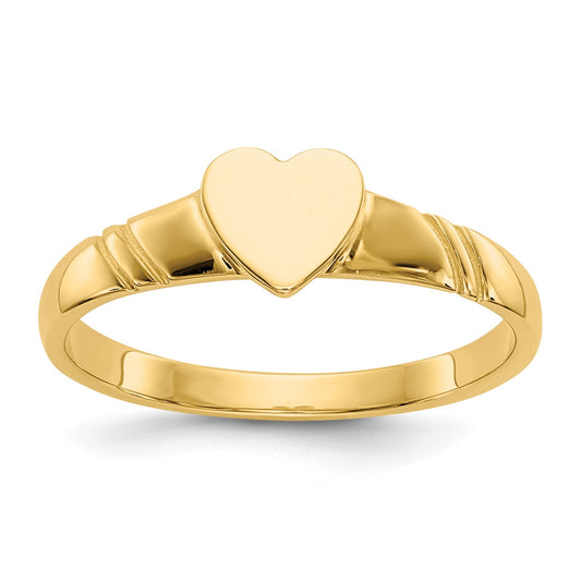 14k 5.0x5.0mm Closed Back Size 3 Childs Heart Signet Ring
