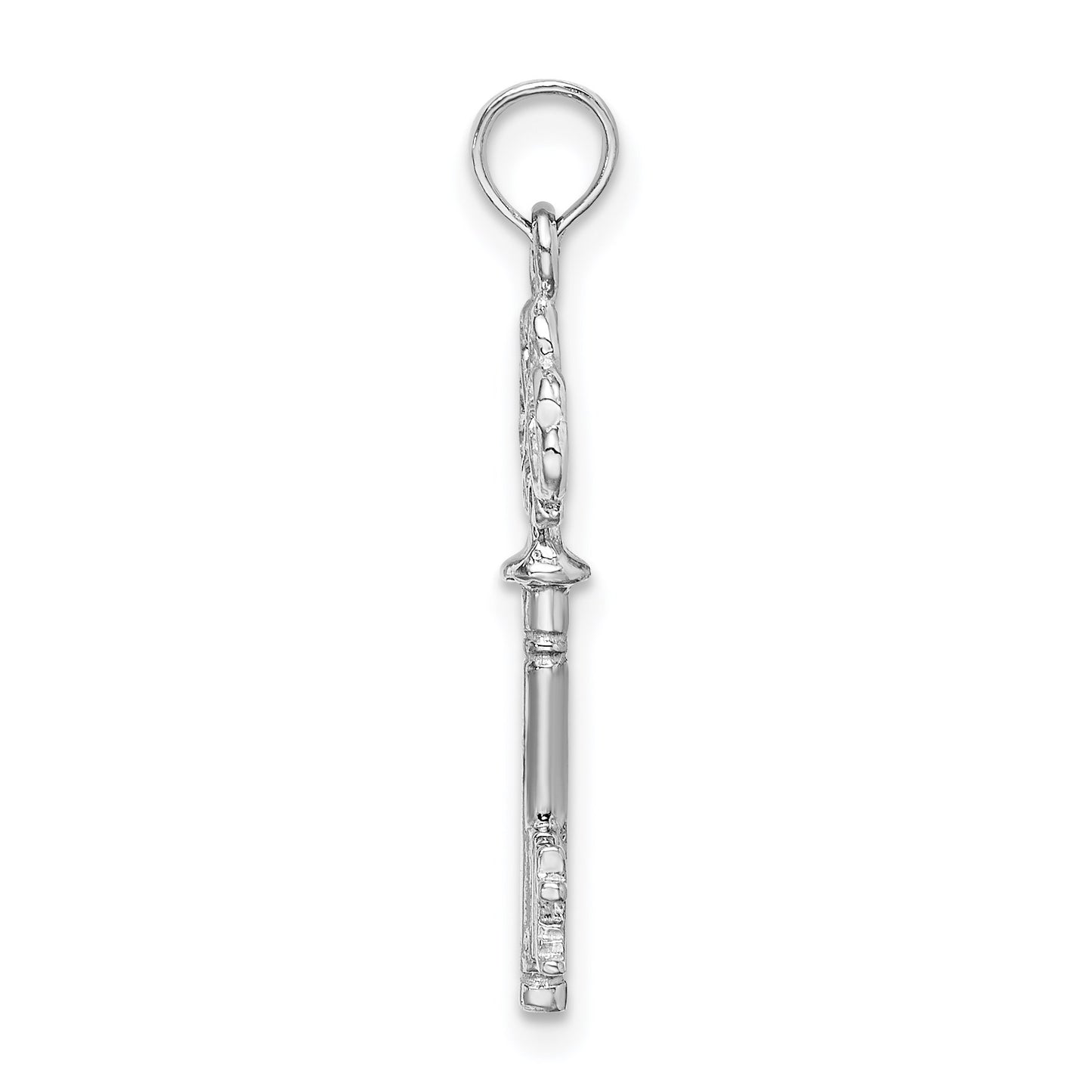 14K White Gold 3-D Hearts Key Charm