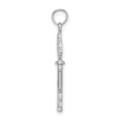 14K White Gold 3-D Hearts Key Charm
